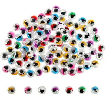 100шт клейких волнистых глазков Googly с ресницами, аксессуар для поделок, смешанный цвет