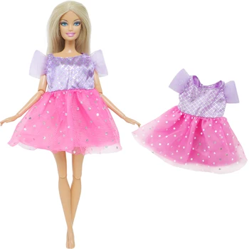 BJDBUS 1 комплект, Розовое кружевное платье, мини-платье для вечеринки, Короткая юбка, повседневная одежда, аксессуары для куклы Барби, детские игрушки 