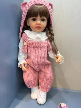 NPK 55 см Кукла-Реборн принцессы Бетти, Силиконовая кукла-Реборн для всего тела, мягкая на ощупь, для малышей, Реалистичная кукла Bebe с длинными каштановыми волосами