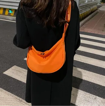 Женская сумка-мессенджер большой емкости Повседневная однотонная сумка из ткани Оксфорд Простая сумка для пельменей Сумка на одно плечо Нагрудная сумка