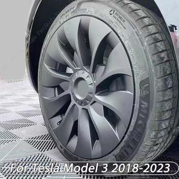 Крышка ступицы 4ШТ, сменная крышка колеса автомобиля, 18-дюймовый автомобильный колпак с полной крышкой, Аксессуары для Tesla Model 3 2018-2023
