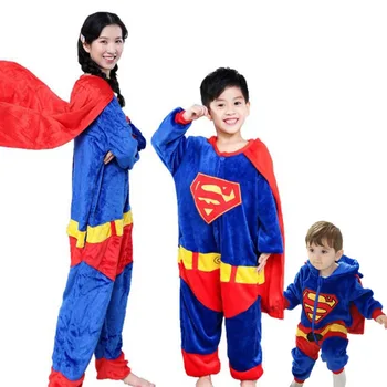 Семейные пижамы Кигуруми, синие Кигуруми с накидкой, пижамный костюм для косплея, пижамы для младенцев, детей и взрослых