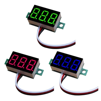 0,36-дюймовый Мини-ЖК-цифровой вольтметр, Измеритель напряжения, панель, Вольт-тестер, Детектор, Монитор, 2 провода, красный, зеленый, Синий светодиод