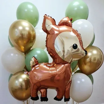 1 комплект Больших воздушных шаров из фольги с животными-оленями в джунглях, ретро-зеленые шарики, украшение для детского Дня Рождения, принадлежности для вечеринки в стиле Сафари