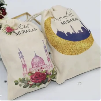 12 ид Рамадан Мубарак подарок подарочные пакеты для угощений счастливый Аль Адха Мусульманин Исламский Карим Ифтар Украшение вечеринки малыш мальчик девочка Мешки