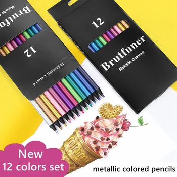 12 Цветов Металлический карандаш Для рисования карандашом, набор карандашей для рисования, цветные карандаши для школьников, принадлежности для рукоделия