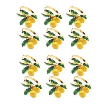 12 ШТ. Кольцо для салфеток с лимоном Украшение стола для салфеток Золотое