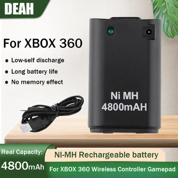 1шт 4800 мАч NI-MH Аккумуляторная Батарея + USB Кабель Зарядного Устройства Для Беспроводного Контроллера XBOX 360, Геймпады, Сменные Батареи
