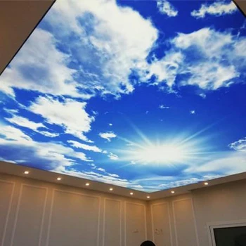 2018 49 ПВХ Стрейч-Пленка Blue Sky Cloud 3D Потолочное Украшение натяжной потолок Для Дома, Гостиной, Спальни, Потолочного Покрытия