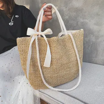 2019 Женская сумка Круглая из ротанга, плетеная из соломы, пляжная сумка через плечо, корзина, Подарочная сумка в богемном стиле