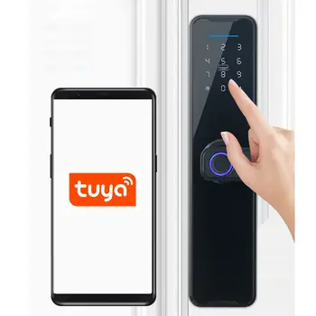 2023 г. Умный дверной замок Tuya с высоким уровнем безопасности, WIFI, цифровой замок для умного дома, Биометрический дверной замок с отпечатком пальца