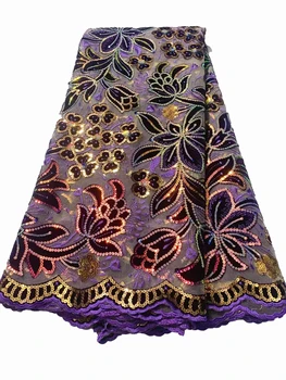 2023 новая африканская кружевная ткань с растительной цветочной вышивкой блестками, элегантные вечерние платья чонсам в стиле ретро, ткань для платья 5 ярдов