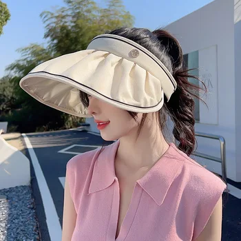 2023 Новая солнцезащитная шляпа, женская летняя шляпа рыбака, уличная защита от ультрафиолета, большой карниз, солнцезащитная шляпа с пустым верхом