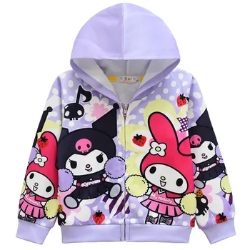 2023 новое пальто с героями Мультфильмов, Детский Свитер Kuromi, детская куртка Sanrio На молнии С капюшоном, модный весенне-осенний Свитер для девочек от 4 до 9 лет