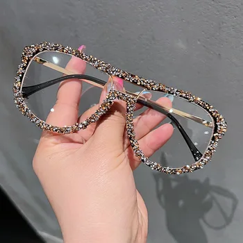 22023 Солнцезащитные очки с бриллиантами, женские Брендовые Дизайнерские Квадратные Женские очки для вечеринок, очки со стразами, Сезонное Специальное украшение, очки