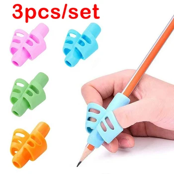 3 шт./лот, детский держатель для карандаша для письма, детская обучающая практика, силиконовая ручка, вспомогательный захват, устройство для коррекции осанки для студентов