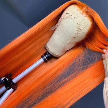 30-дюймовый Имбирно-оранжевый Кружевной Парик из человеческих волос 13x4 Кружевные Фронтальные Парики Для женщин, Предварительно выщипанные Цветные Парики из человеческих волос