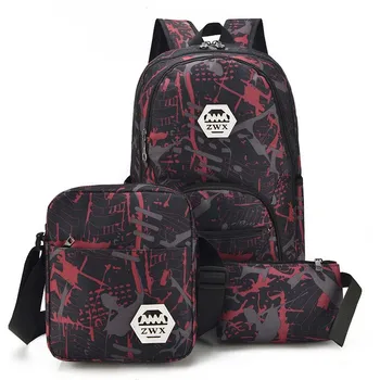 3шт USB мужской рюкзак сумка набор красная и синяя школьная сумка для мальчиков на одно плечо большая студенческая сумка для книг мужской школьный рюкзак женский