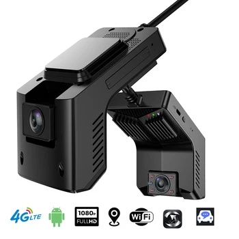 4G видеорегистратор с ИК-камерой ночного видения внутри Android WiFi GPS-трекинг, Двойная камера автомобильного видеорегистратора LiveView FHD