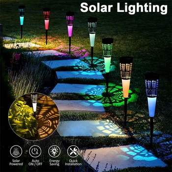 4шт светодиодных солнечных фонарей для дорожки RGB/Теплый белый Водонепроницаемый ландшафтный светильник, Садовое освещение на солнечных батареях, дорожка для двора, декор патио
