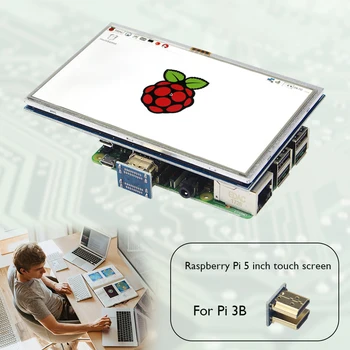 5-дюймовый Модуль Сенсорного ЖК-экрана для Raspberry Pi 4B/3B 800x480 HD-Дисплей с Держателем Корпуса, Совместимый с HDMI-Совместимым Монитором