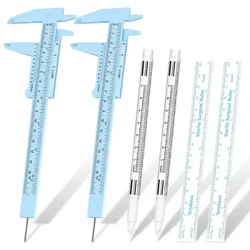 6 Штук инструментов для бровей, 2 штуки измерительной линейки для бровей, 2 штуки белого фломастера для микроблейдинга с бумажной линейкой, маркер для кожи