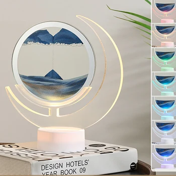 7 цветов USB 5V Настольная лампа для рисования песком LED 3D Красочные Движущиеся Песочные часы в движении Дисплей Зыбучие пески Домашний декор