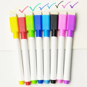 8 шт. /лот, красочная черная ручка для школьной классной доски, сухие маркеры для белой доски, встроенный ластик, детская ручка для рисования для студентов