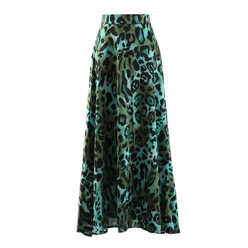 A2560 Ретро юбка с леопардовым принтом Женская Средней длины 2022 летняя новая атласная юбка с высокой талией, свободная, для похудения, темпераментная длинная юбка