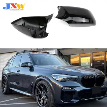 ABS Глянцевая черная крышка заднего бокового зеркала для BMW X5 G05 2019 + автомобильный стайлинг, 2 шт./компл., крышки для зеркал бокового вида автомобиля