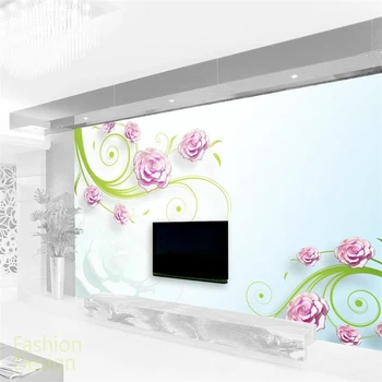beibehang 3d стереоскопические фрески с цветами розы фон для телевизора гостиная спальня мягкая бумага для фотообоев parede