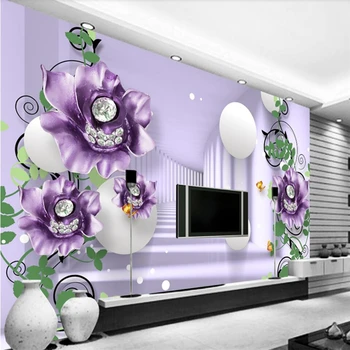 beibehang 3D трехмерный рельефный цветок, индивидуальность, ТВ-фон, стена, изготовленная на заказ большая фреска, зеленые обои papel de parede