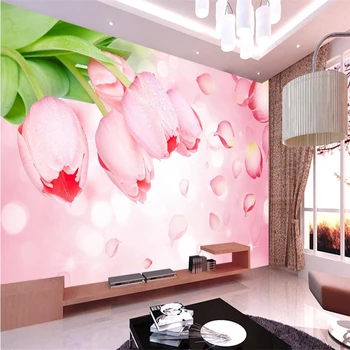 beibehang papel de parede, Романтические тюльпаны 3D телевизор фон стены 3d обои фреска гостиная диван спальня нестандартного размера