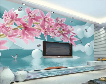 beibehang Пользовательские обои 3d фреска фото современный минималистичный 3d стерео свежая лилия ТВ фон стена гостиная фреска стена