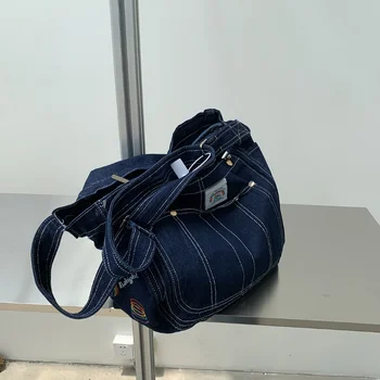 Bolso De Mujer Джинсовая сумка через плечо большой емкости, женская Модная Простая сумочка в стиле ретро, Универсальная повседневная женская сумка-Тоут, Новинка 2023 года