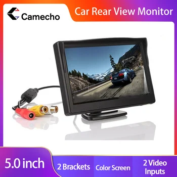 Camecho 5-дюймовый автомобильный монитор TFT LCD HD с цифровым экраном 800 * 480, 2-полосный видеовход, красочный для камеры заднего вида заднего вида, 2 кронштейна