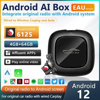 CarPlay Ai Box Andoroid 12 Беспроводной CarPlay Android Auto Для Audi Bmw Mazda Toyota VW Kia Всех Netflix YouTube IPTV Spotify
