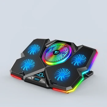 Coolcold НОВЫЙ игровой RGB-кулер для ноутбука с 12-17 дюймовым светодиодным экраном, подставка для охлаждения ноутбука, Подставка для кулера для ноутбука с 5 вентиляторами, 2 USB-порта