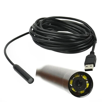 DHL или EMS 20 штук Мини 5 м HD USB эндоскоп водонепроницаемая инспекционная камера 10 мм бороскоп с медной головкой микроскоп-лупа