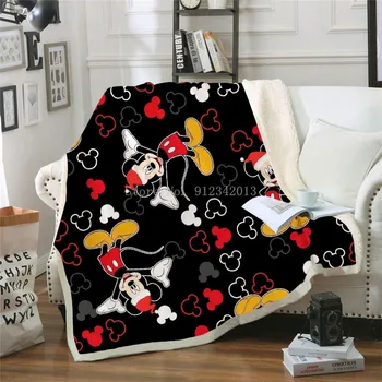 Disney Lovely Mickey Minnie Mouse, 3D принт, Шерп-одеяла, чехол для дивана, Дорожные постельные принадлежности для мальчиков, Утолщенный двойной бросок