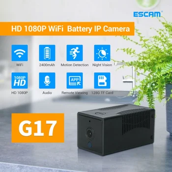ESCAM G17 Мини WiFi камера 1080P Маленькая беспроводная камера видеонаблюдения с питанием от аккумулятора Камера ночного видения