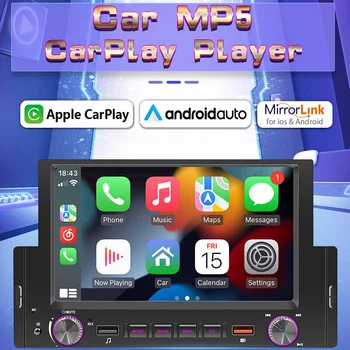 F170C 1 Din 6,2-дюймовый Автомобильный Радиоприемник CarPlay Bluetooth Android-Auto MP5 Плеер Без рук USB FM-Приемник Стерео Аудиосистема Головное Устройство