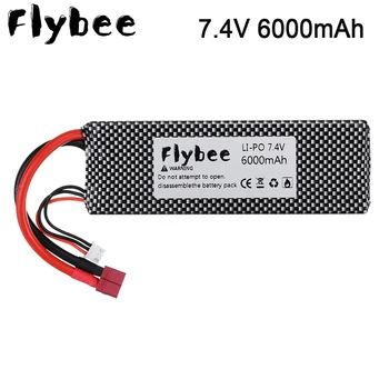 FLYBEE 7.4v 6200mAh 40C Lipo Аккумуляторная Батарея Для Радиоуправляемого Дрона Лодка Quodcopter Запасные Части 2s 6000mah 7.4v Батареи T/XT60 Plug