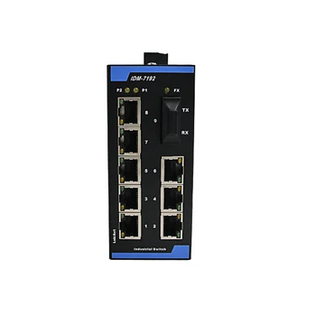 IDM-7192 8-портовый 9-портовый коммутатор Industrial Ethernet 1 оптический 8 электрический 100-мегабайтный коммутатор 12V24V установка распределительной рейки