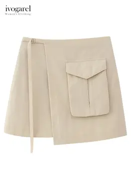 Ivogarel/ Летняя женская юбка-карго с высокой талией и регулируемой завязкой на талии, повседневная мини-юбка для ночного клуба с шортами, символ торговли
