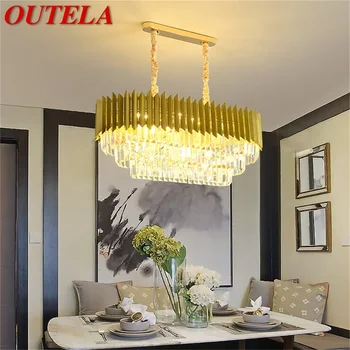 OUTELA Gold Роскошная Люстра, лампа в постмодернистском прямоугольном стиле, Подвесные светильники Home LED для гостиной, столовой