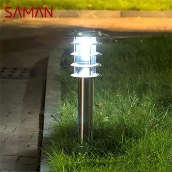 SAMAN Outdoor Solar Lawn Lamp Современный Светодиодный Водонепроницаемый Садовый Светильник Патио для Домашнего Крыльца Виллы