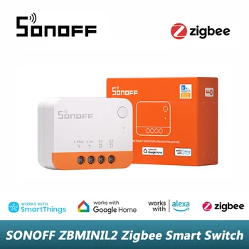 SONOFF ZBMINIL2 ZigBee Smart Switch Не Требуется Нейтральный Провод 2-Полосный Интеллектуальный выключатель Приложение eWeLink Голосовое Управление Через Alexa Google Home