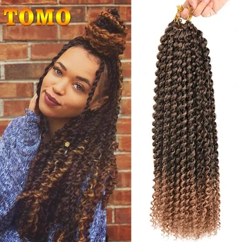 TOMO Passion Twist Вязаные крючком Косы 14 18 22 ”Длинная волна воды, Синтетическое Плетение, Наращивание волос для женщин, Кудрявые Вьющиеся волосы