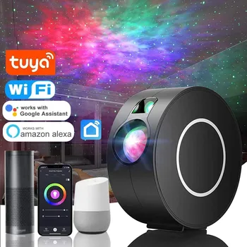 Tuya WiFi Smart Galaxy Проектор звездного неба Ночник Alexa Голосовое управление приложение Управление Звездный проектор Светодиодная лампа Подарок для детей